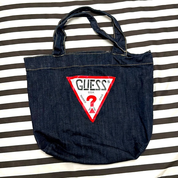 Guess | Bags | Vintage Guess Tote Denim Bag Purse Side Red